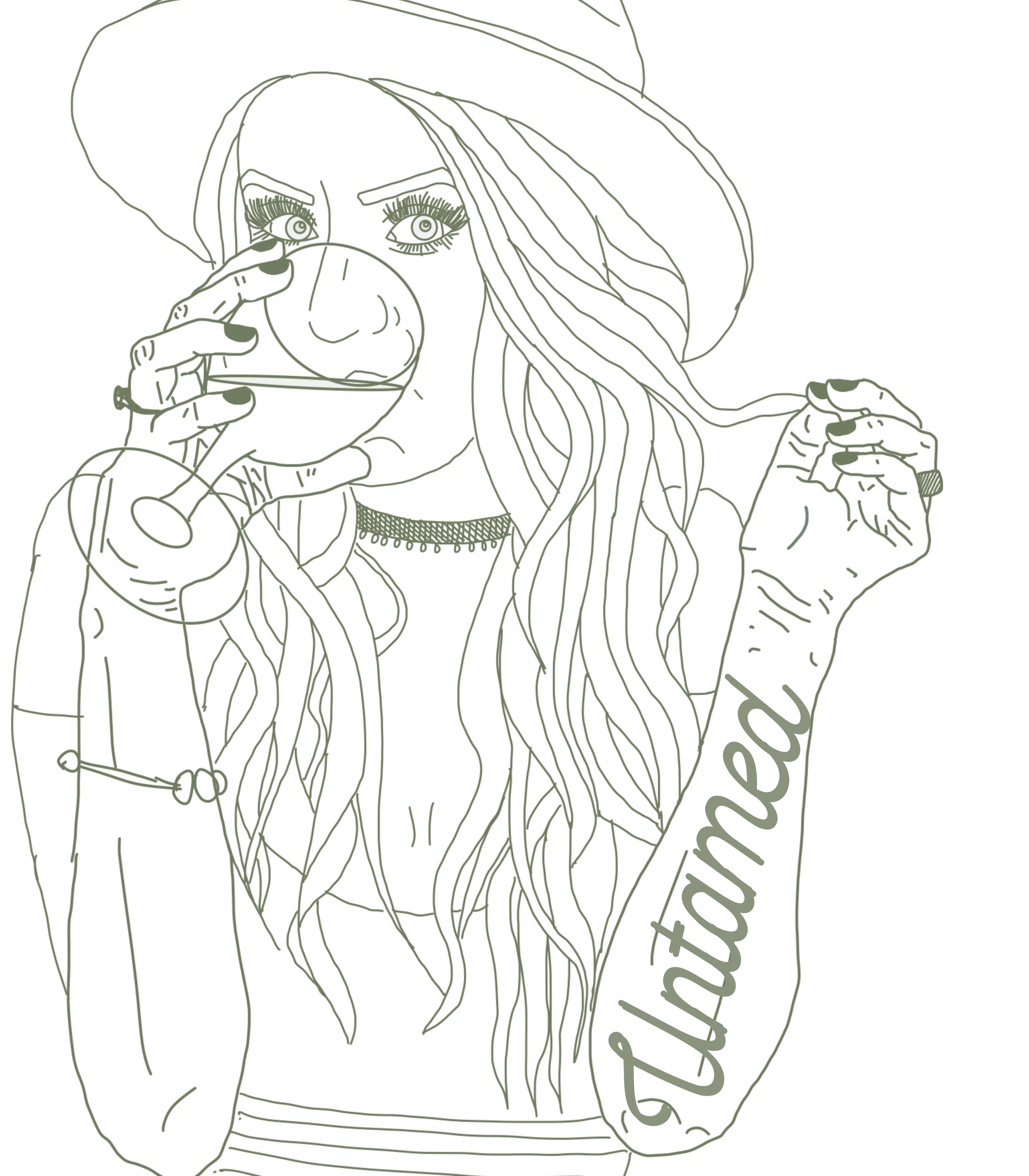Custom line art photo of a woman sipping by HappinessonTAP